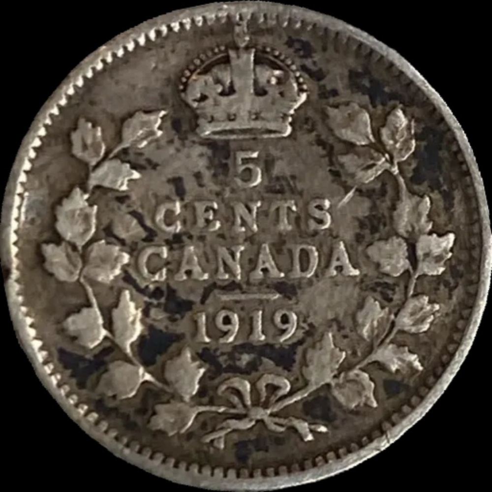1919 Canada 5 Cents Coin